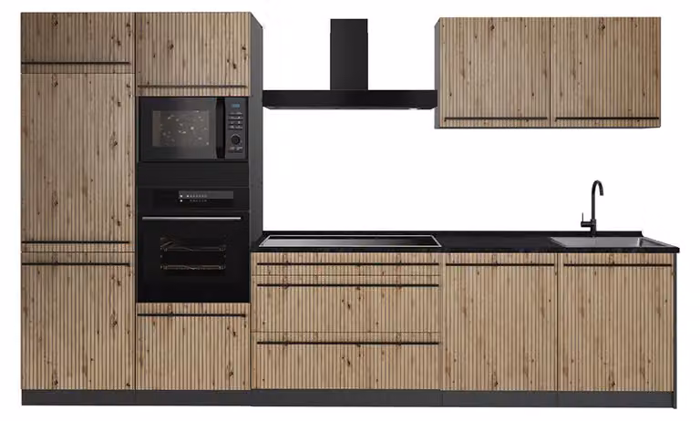 Cucina componibile Vicco R-Line Rovere artigianale/Antracite 340 cm piano di lavoro Antracite, Model 67325