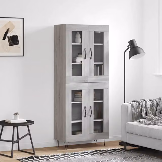 Credenza-Buffet-Armadio da cucina Grigio Sonoma 69,5x34x180 cm in Legno Multistrato 210780