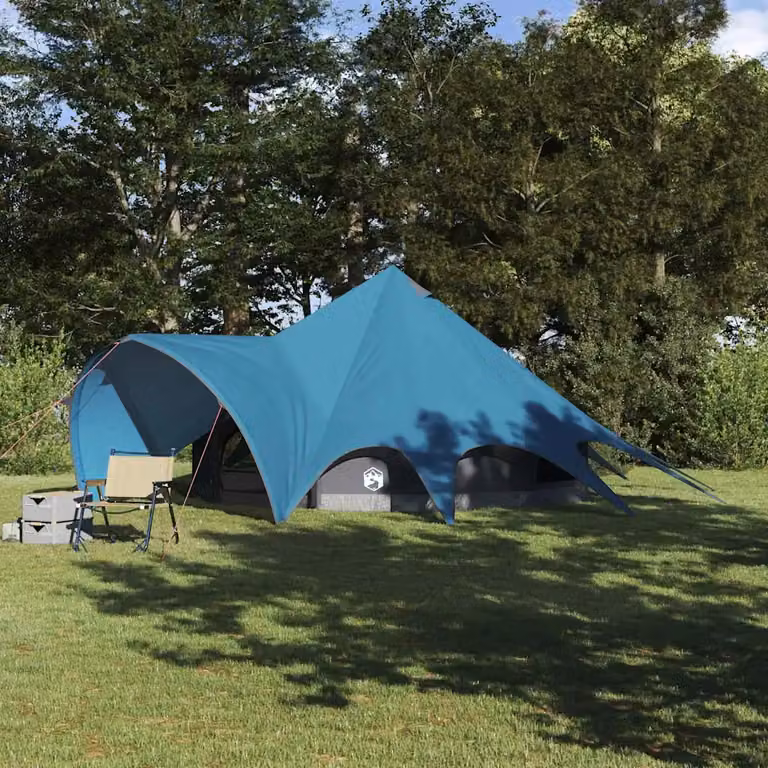 Tenda Teepee vidaXL per 5 persone in poliestere, Blu e Grigio