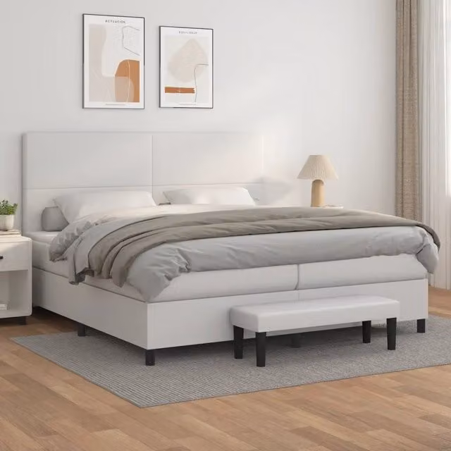 Letto a molle con materasso bianco vidaXL in similpelle L/P: 200 x 200 cm – 1