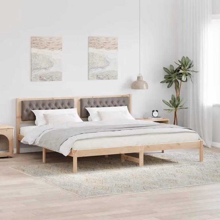 Struttura del letto Talpa vidaXL in pino massello, beige o marrone, 200 x 200 cm