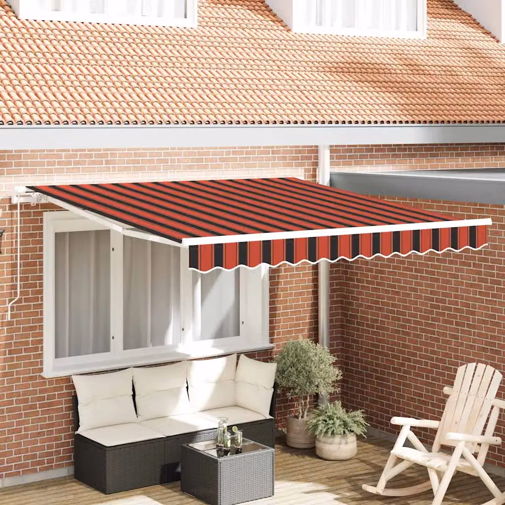 Tenda retrattile vidaXL in poliestere e alluminio, Arancione e Marrone, L: 350 cm x P: 250 cm