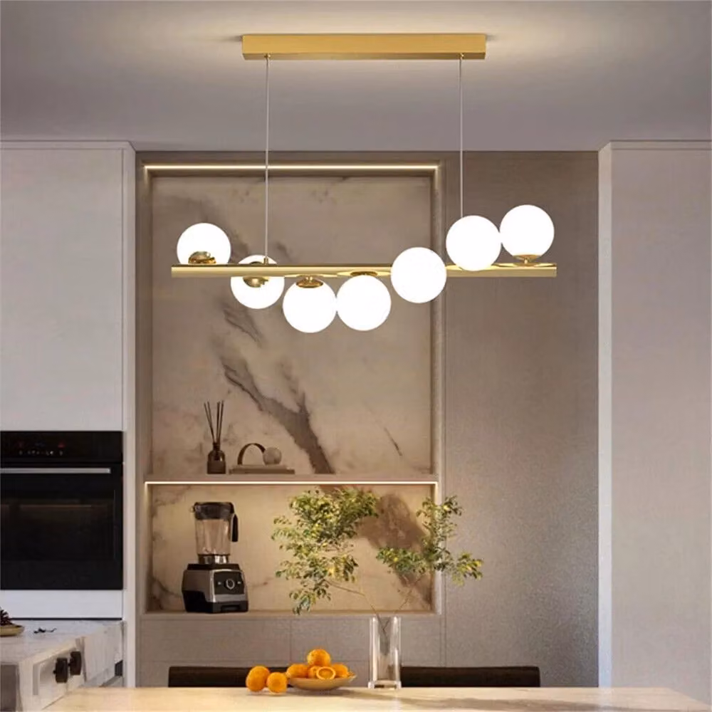 Lampadario a sospensione Trade Shop in bronzo con 7 sfere bianche in plastica e attacco G9 – 2