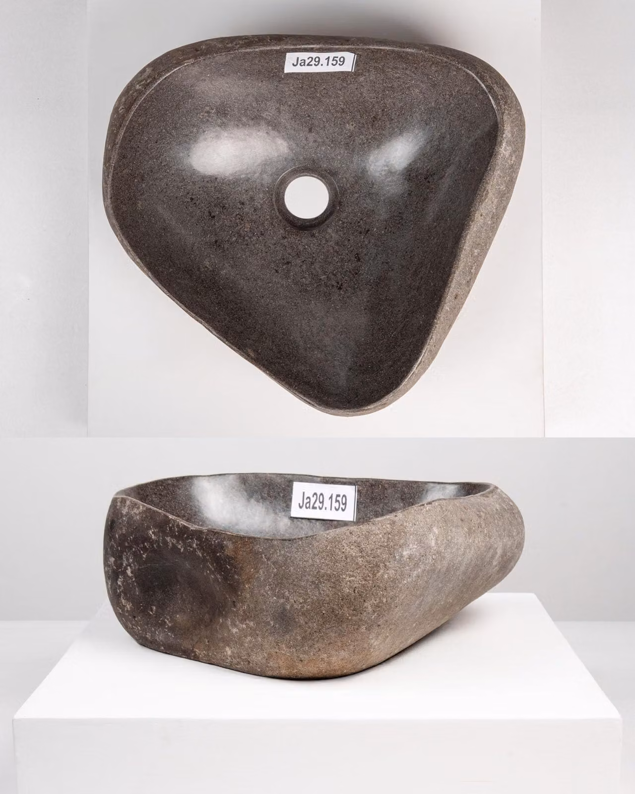 Lavabo in pietra naturale - diametro 40 cm - Grigio