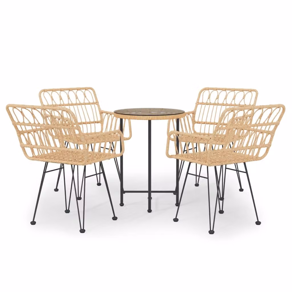 Set da Pranzo da Giardino 5 pz in Polyrattan
