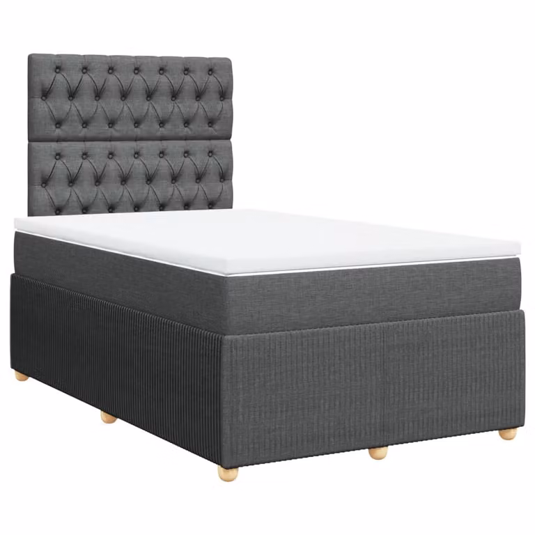 Giroletto a Molle con Materasso Grigio Scuro 120x190cm Tessuto