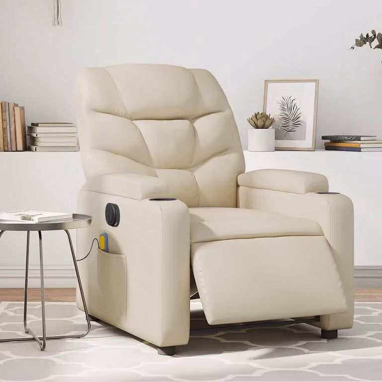Poltrona Massaggiante Elettrica Reclinabile vidaXL in Similpelle Beige