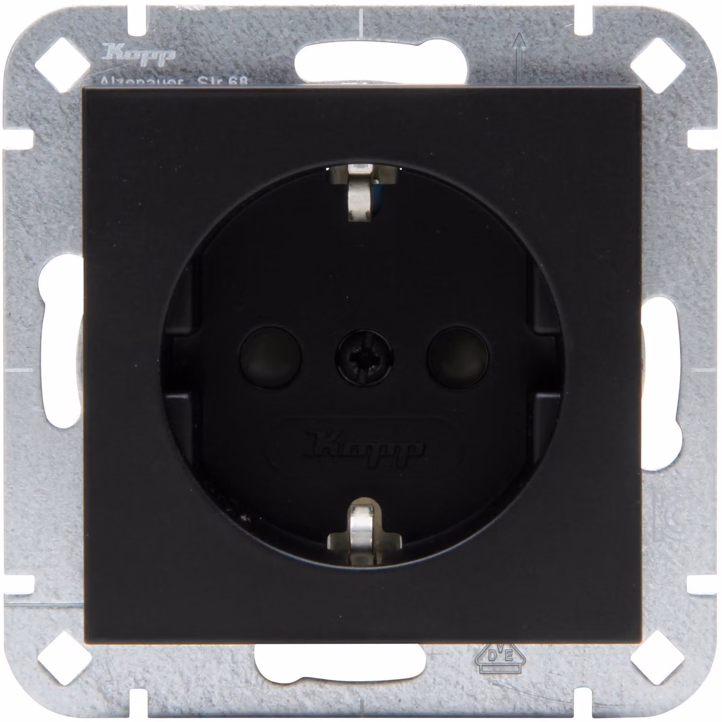 Prese di corrente con contatto di protezione, modello HK07, colore nero opaco, marca Heinrich Kopp