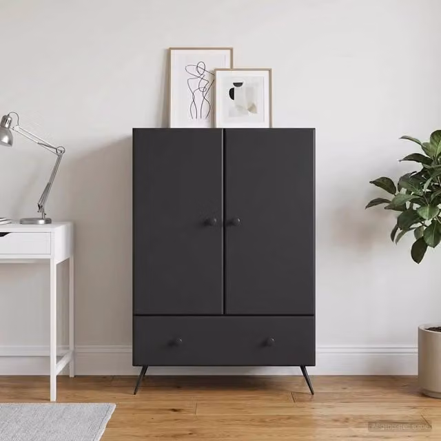 Credenza moderna vidaXL in legno MDF nero L: 66 cm, P: 34,5 cm, H: 95 cm – 1