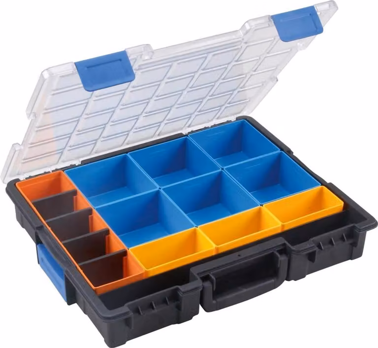 Scatola d'assortimento L440xP355xH76mm 15 scomparti 4 divisori transp.nero - 454220