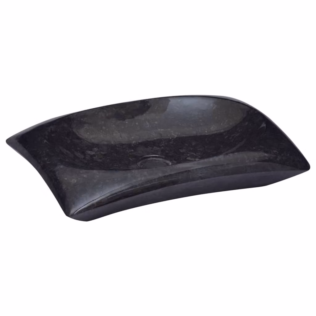 The Living Store Lavabo nero 50x35x10 cm Marmo