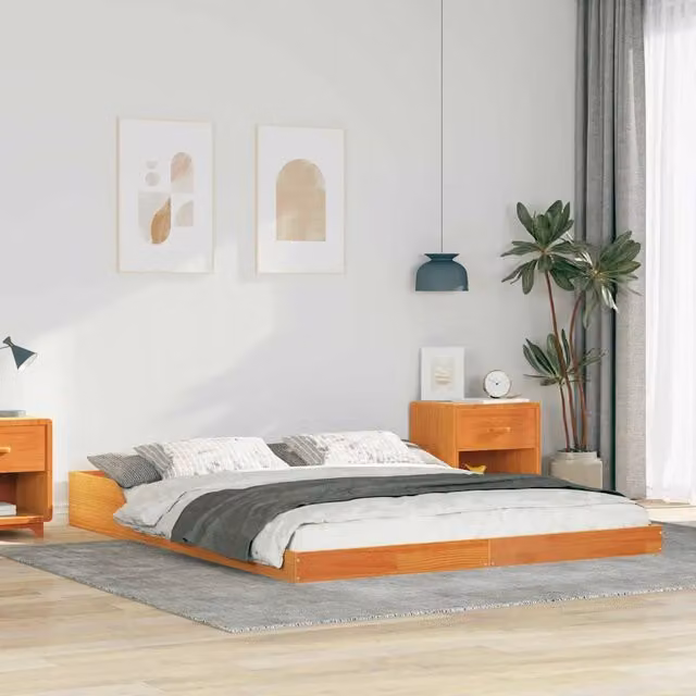 Struttura del letto Marrone cerato 150 x 200 cm Pino massello 873312