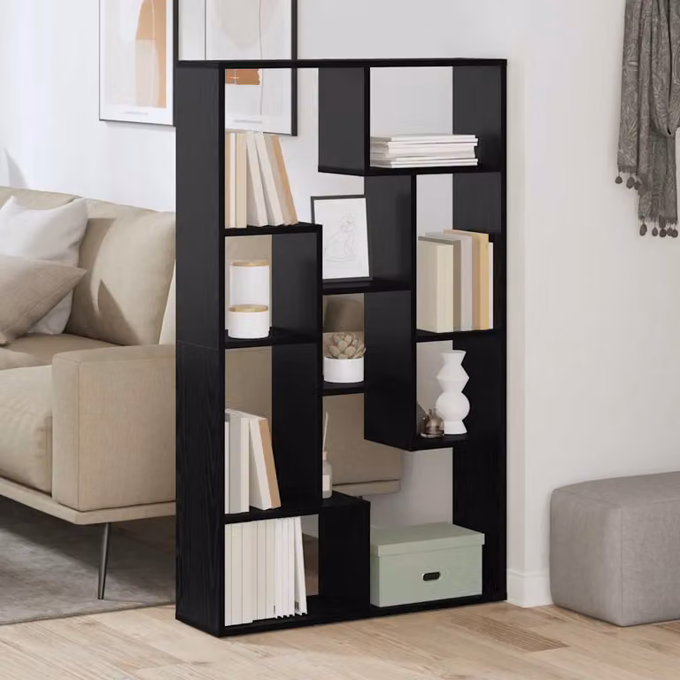 vidaXL Armadio per Libri Moderno a 8 Livelli in MDF Nero L: 72 cm, P: 20 cm, H: 120,5 cm