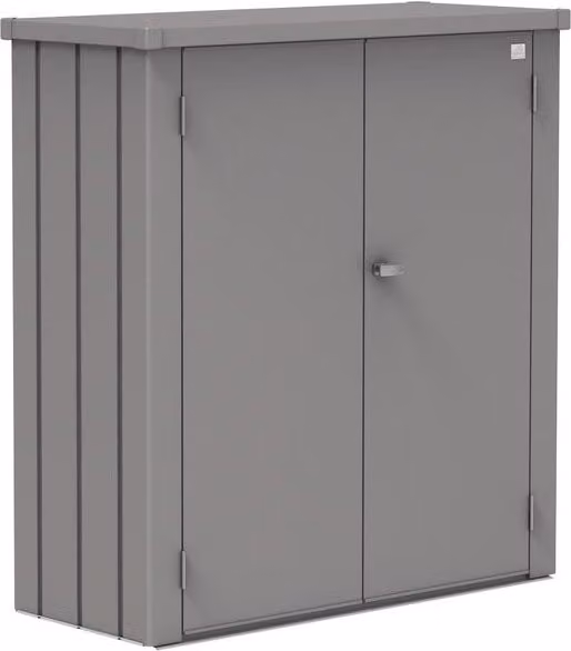 Box portattrezzi Biohort in metallo con ante a battente e ripiani interni, grigio, L 132 x P 57 x H 140 cm