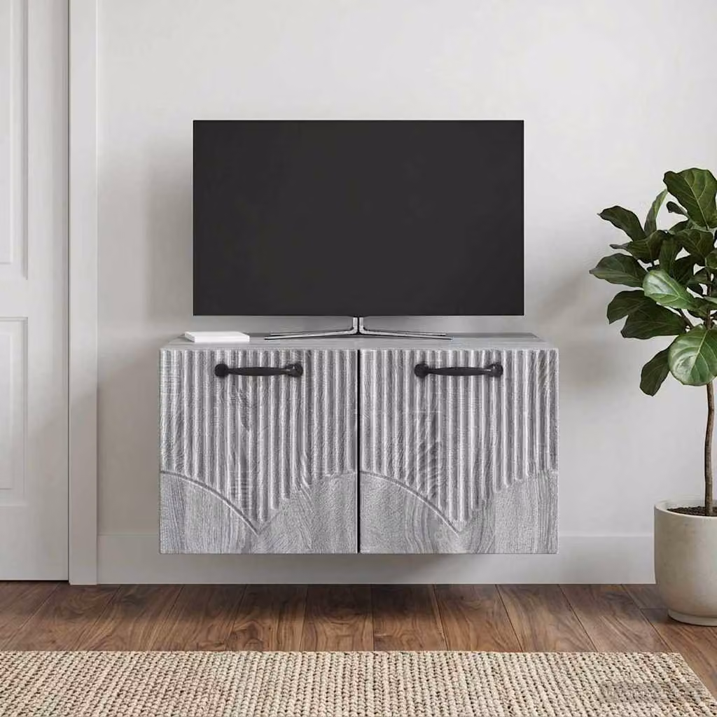 vidaXL Mobile Porta TV da Muro Moderno Grigio, L: 59,5 cm, P: 41 cm, H: 30 cm