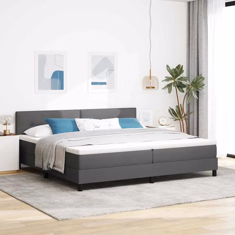 Letto ibrido con testiera vidaXL in tessuto grigio L: 200 cm, P: 200 cm, H: 280 cm