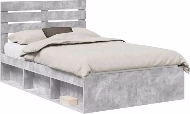 Letto matrimoniale | Letto per adulti | Struttura del letto Grigio Concret¨¨ 135 x 190 cm Pino massello