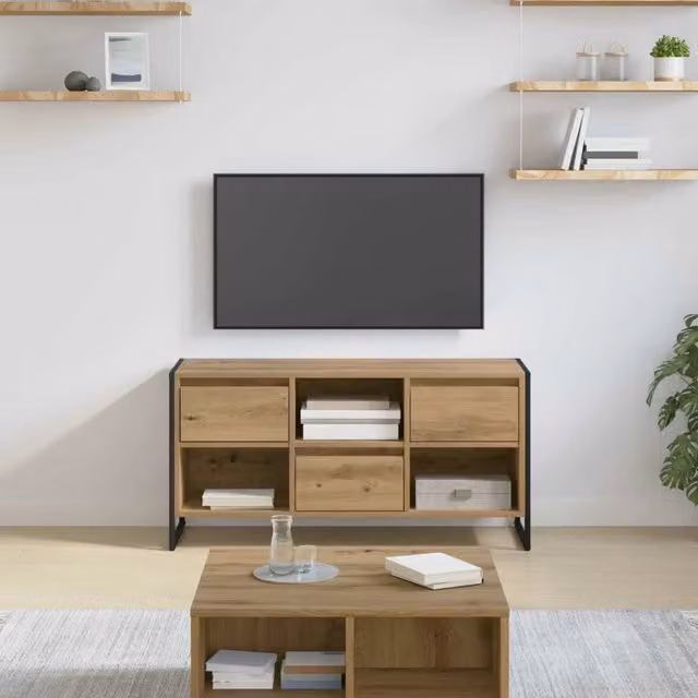 Mobile TV con cassetto-Credenza TV-Console TV Rovere Artigianale 100 x 36 x 49,5 cm 629468