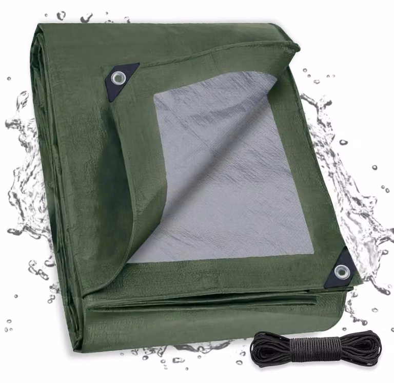 Telo di copertura con occhielli, dimensioni 2x2 metri, impermeabile, stabilizzato contro i raggi UV, 130g/m², colore verde