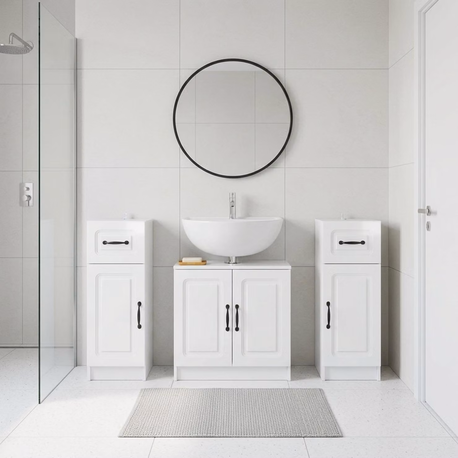 Set di mobili da bagno vidaXL UTRECHT in 3 pezzi Bianco Lucido