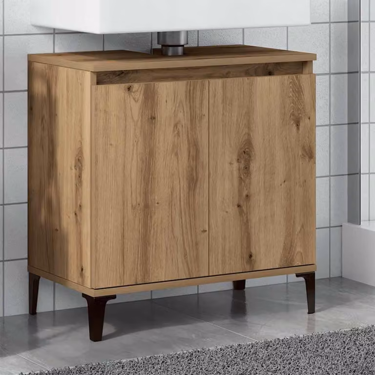 Mobile Lavabo Moderno vidaXL in Rovere Marrone con Ante a Battente L/P/H: 58 x 33 x 60 cm