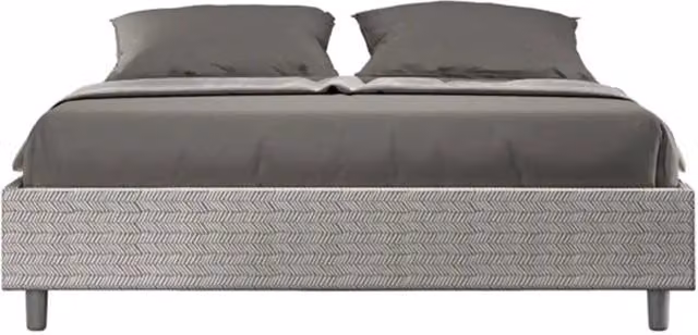 Letto matrimoniale senza rete imbottito 160x190 tessuto Aragona 1 bianco Azelia