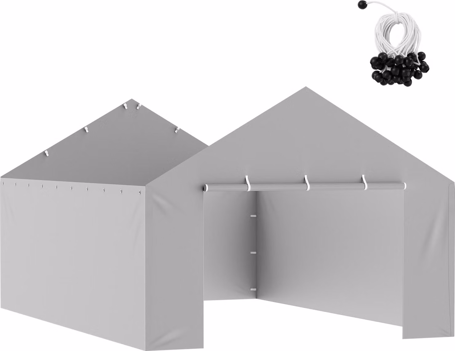 SucceBuy Tettoia di ricambio per carport 13x20 ft per parete laterale, copertura resistente per garage, impermeabile e protetta dai raggi UV, facile installazione con cinghie di tensione, grigio (top e telaio non inclusi)