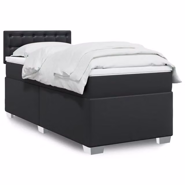 Giroletto a Molle con Materasso Nero 80x200 cm in Similpelle 3286096
