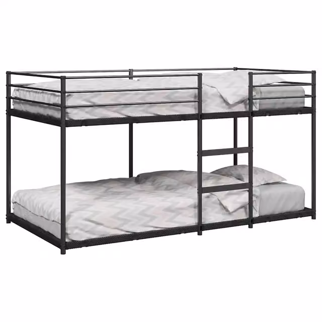 Letto a Castello senza Materasso-Struttura Letto a Castello Nero 90x190 cm in Acciaio 705083