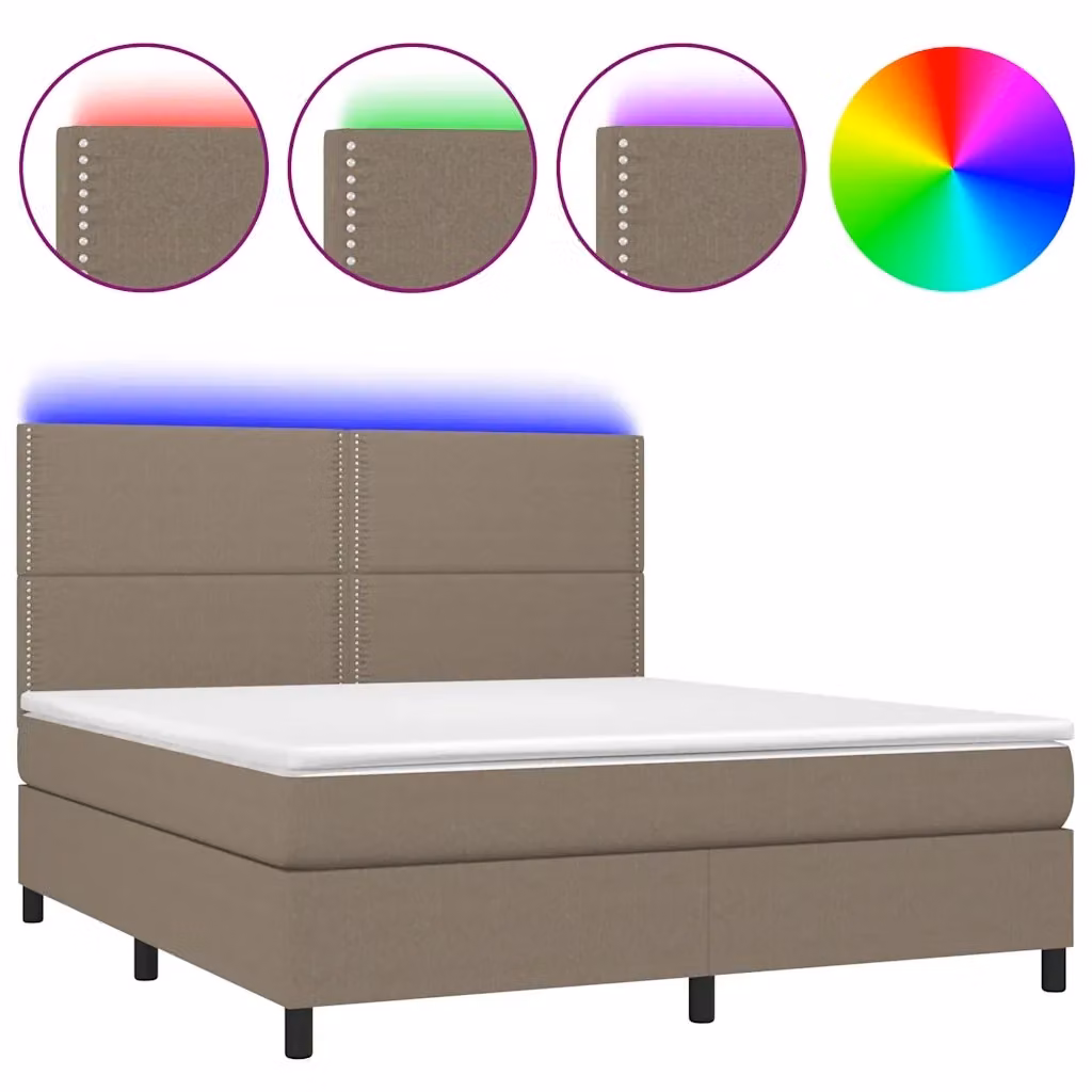 Letto a molle con materasso vidaXL in tessuto beige con illuminazione LED e porta USB L/P/H: 180 x 200 x 128 cm – 2