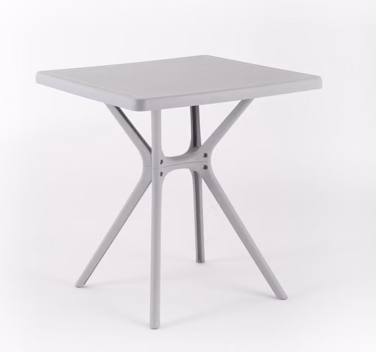Tavolo da esterno in polipropilene con fibra di vetro, quadrato, 70 x 70 cm, robusto e resistente, ideale per giardino, terrazza, bar LUCAS - Grigio