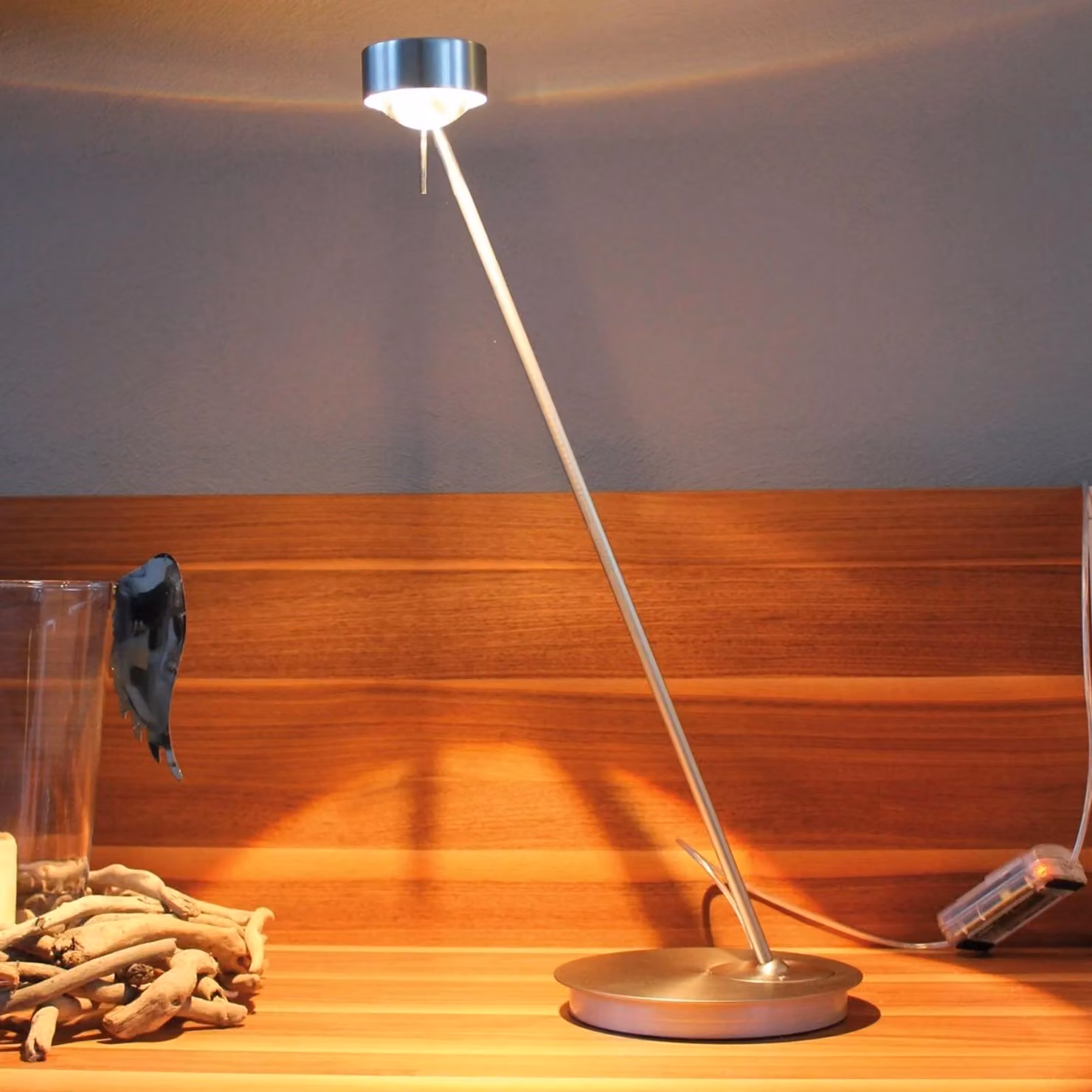 Top Light Lampada da scrivania PUK, dimmerabile, Alluminio / Grigio / Zincato, Soggiorno / Sala da pranzo, Metallo, Design, Lampada da tavolo