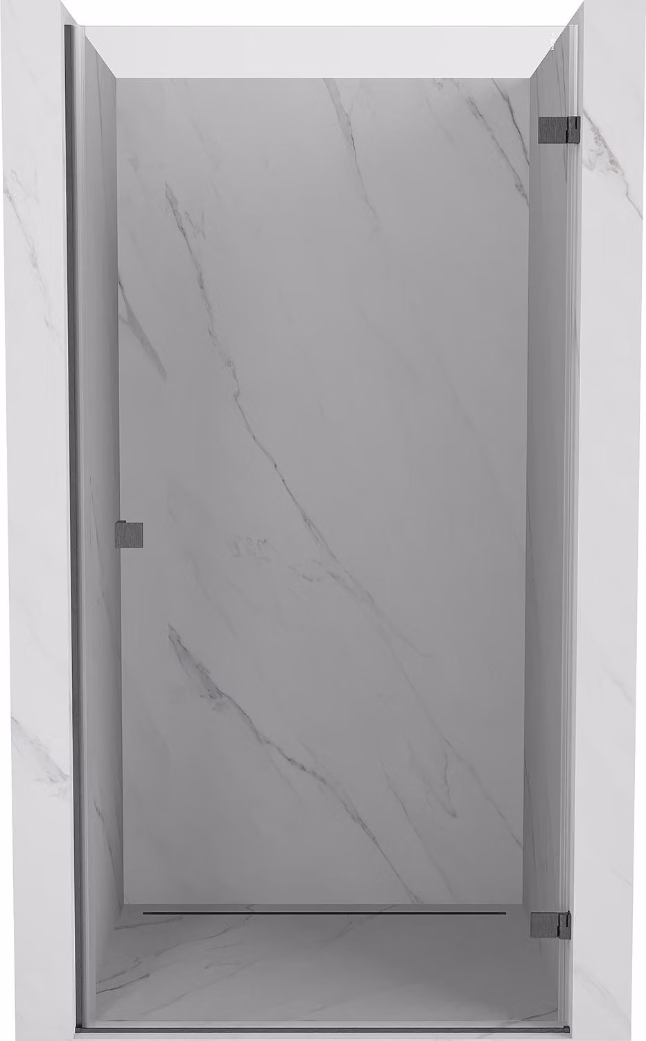 Mexen Lunar-B porta doccia a battente destra 45 cm, trasparente, grigio canna di fucile spazzolato - 832-045-000-66-00-P