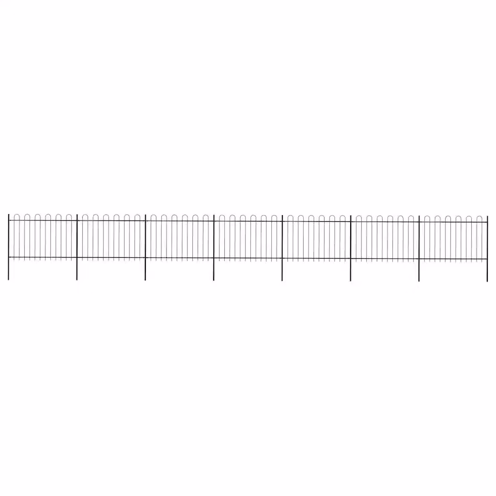 Recinzione da giardino vidaXL in acciaio con parte superiore ad anello, colore nero, L: 1172 cm, H: 120 cm