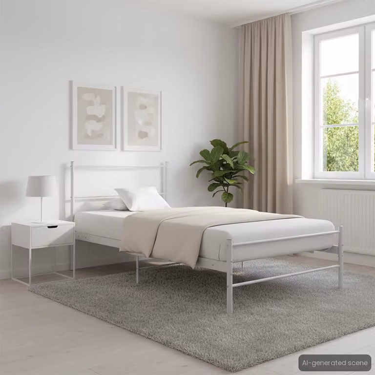 vidaXL Giroletto in Metallo Bianco per Adulti L/P: 100 x 200 cm