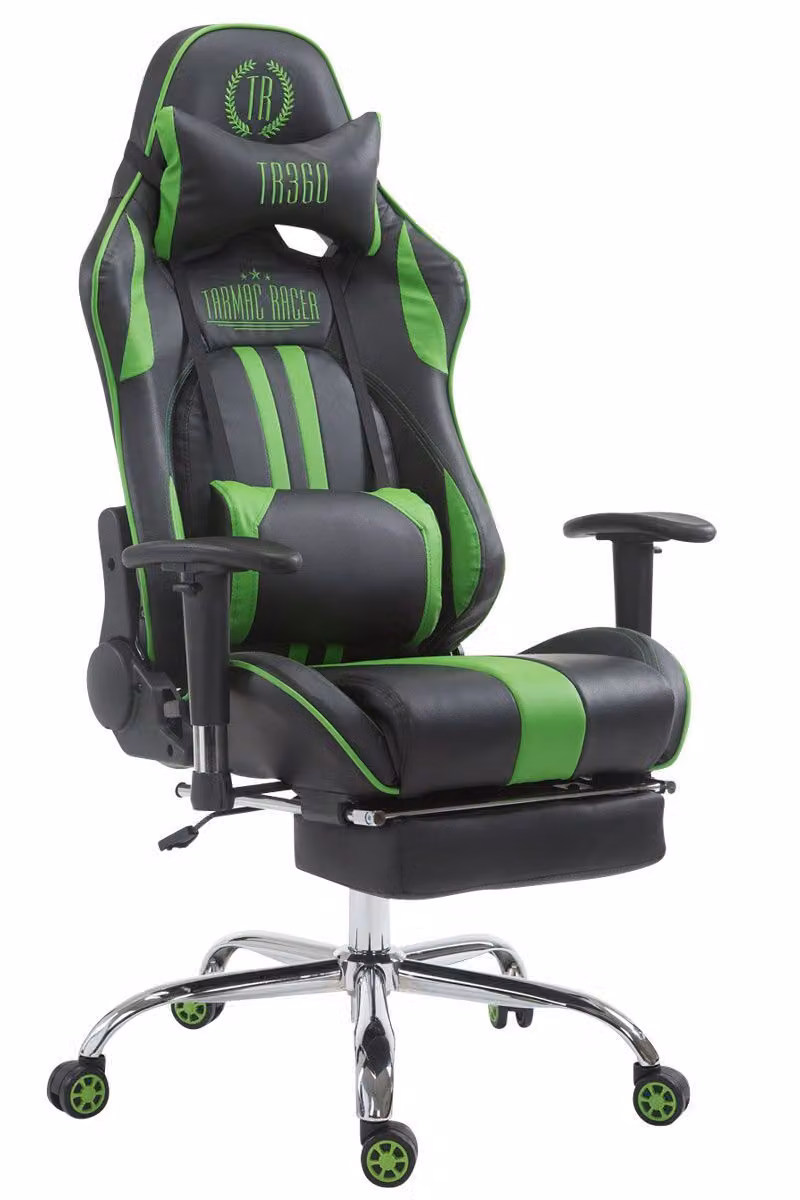Sedia da ufficio da corsa Limit V2 in Pelle finta con poggiapiedi nero/verde