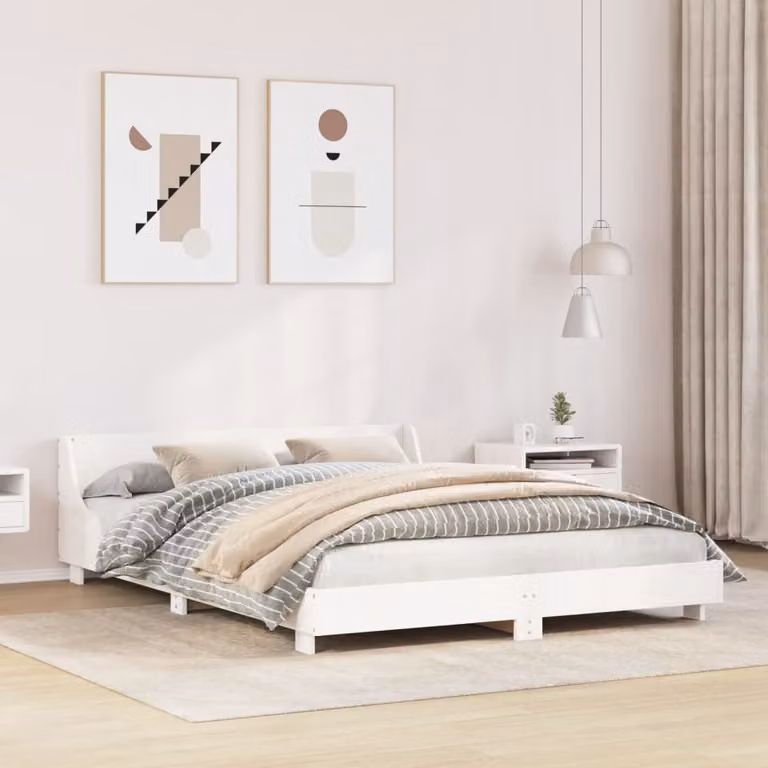 Letto senza materasso vidaXL in legno massello di pino bianco L 140 cm x P 190 cm
