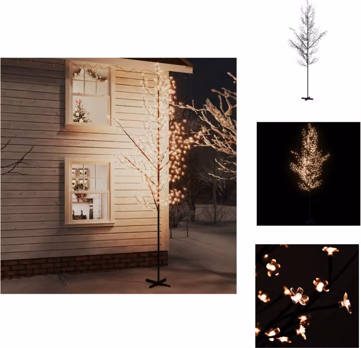 vidaXL Albero LED con fiori di ciliegio bianco caldo 672 LED 400 cm - Alberi di Natale