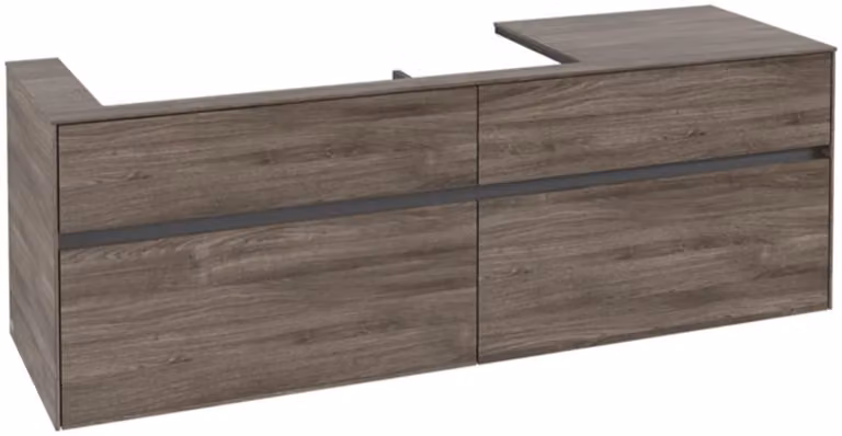 Villeroy & Boch Collaro Meuble sous-lavabo, 4 tiroirs, lavabo à gauche, montage mural, 1600x548x500mm, C02900RK, C02900RK
