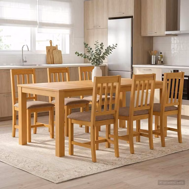 Set da pranzo moderno vidaXL in legno di quercia massello composto da 7 pezzi, colore grigio e marrone, tavolo rettangolare e sedie