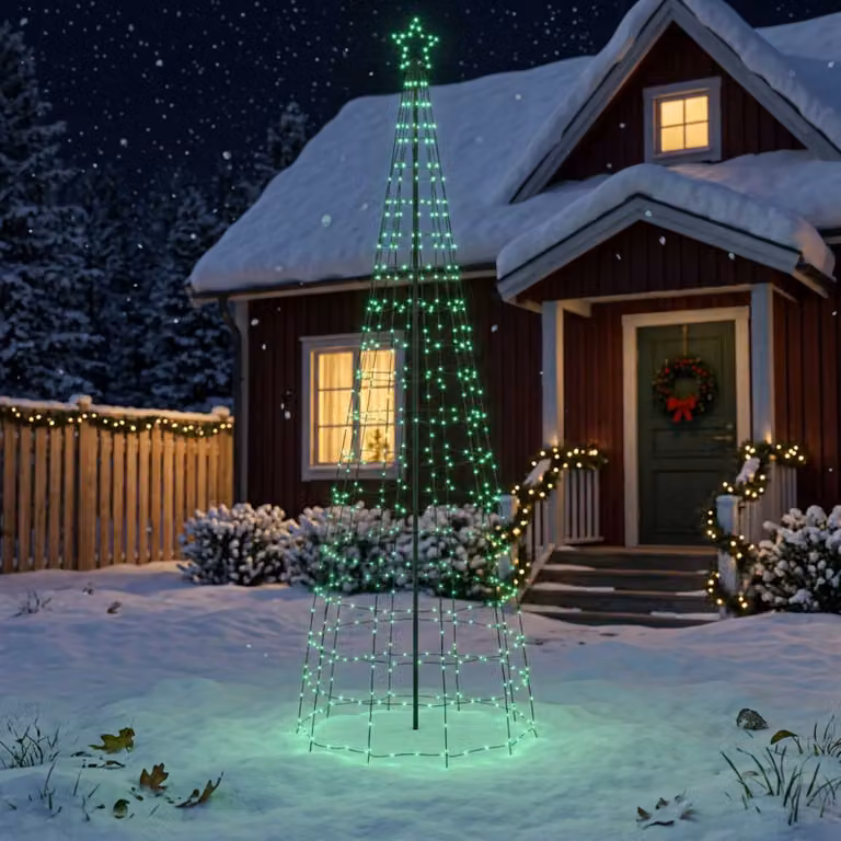 vidaXL Albero di Natale LED 300 cm 390 LED RGB Acciaio RGB
