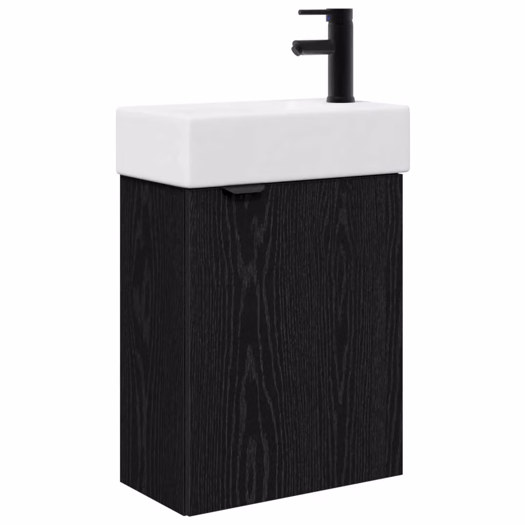 Mobile bagno moderno vidaXL sospeso con ante a battente in bianco e nero L/P/H: 45,5 x 22,5 x 84 cm – 2
