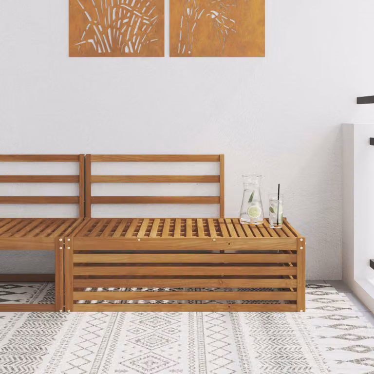 vidaXL Divano da esterno moderno in legno di acacia marrone con cuscini inclusi L: 115 cm, P: 83 cm, H: 73 cm