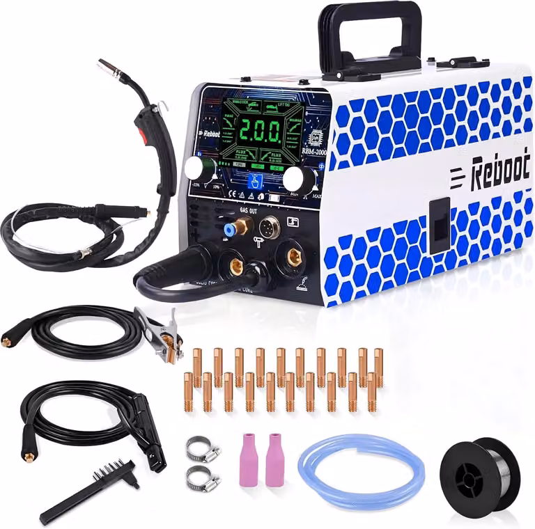 Saldatrice multifunzione 5-in-1 MIG con display a LED e controllo di sinergia - 200 A, 230V