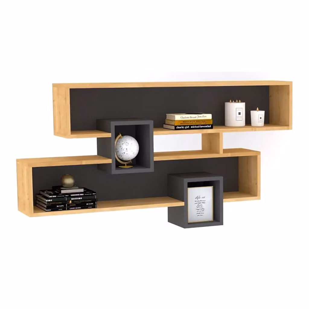 Zerfaliu Mensola con 4 Ripiani Moderna in Rovere Marrone L: 120 cm, P: 22 cm, H: 72 cm – 2