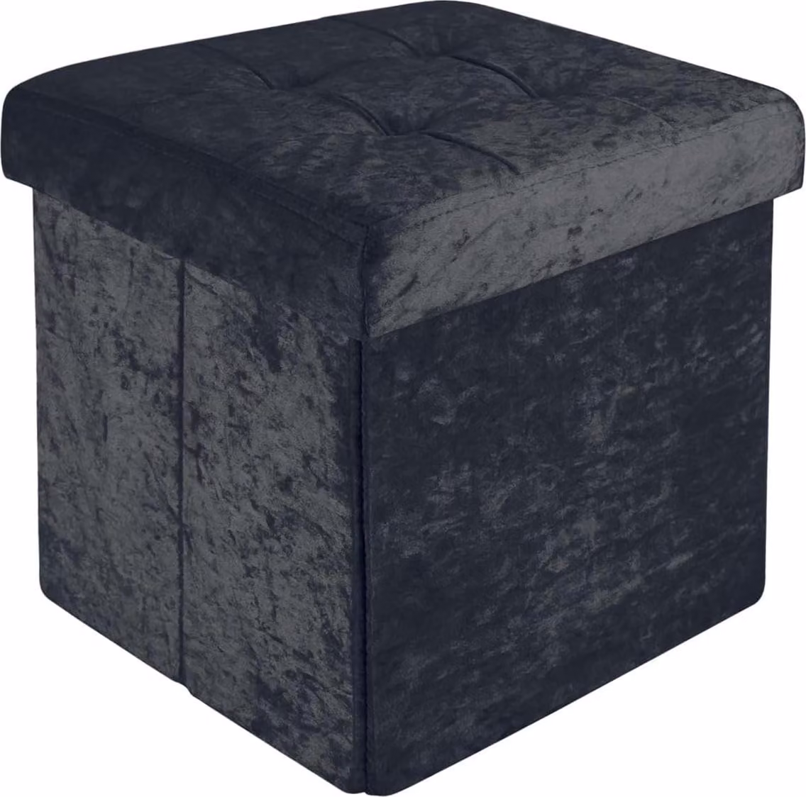 Pouf pieghevole con vano portaoggetti - versatile e pratico - 1 pezzo - nero velluto - 30x30x30 cm