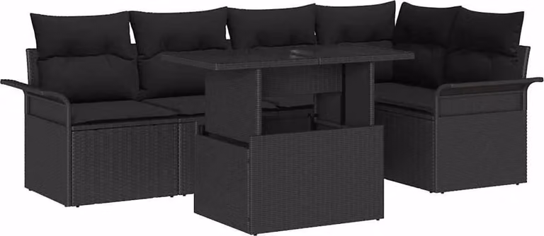 Maison Exclusive - Set da giardino composto da 6 pezzi. Colore: nero. Materiale: rattan sintetico