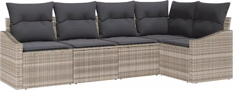Set di divani con cuscino 5 pcs Grigio chiaro polyrattan