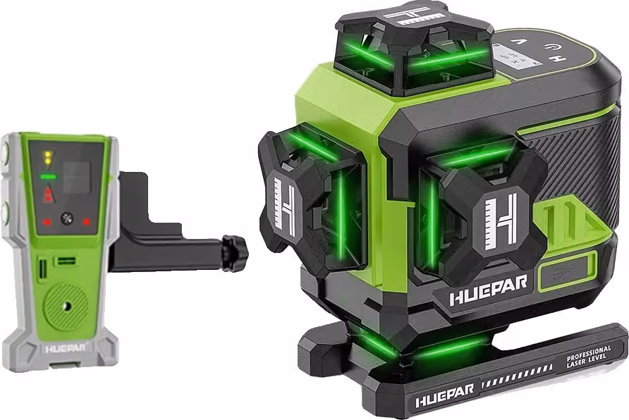 Livella laser Huepar, raggio verde 4x360°, funzione di controllo remoto, SET-2