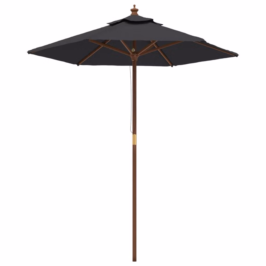 Ombrellone da Giardino con Palo in Legno Nero 196x231 cm